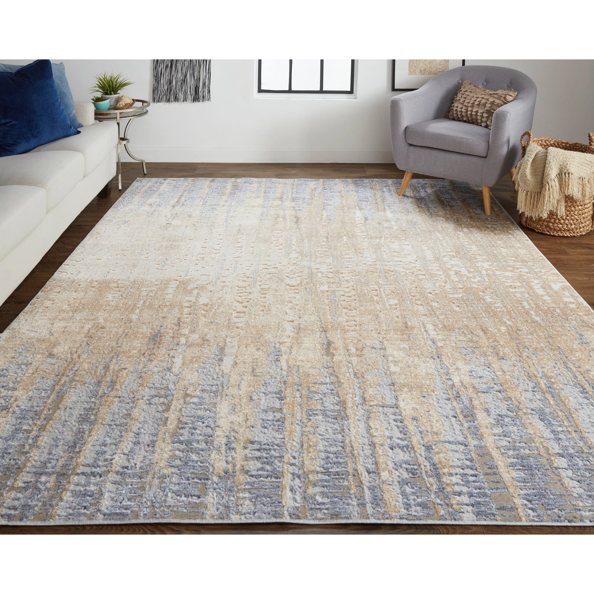 Laina Transitional Gradient & Rug - 39G9F by Feizy in tan, brown, blue. Made from polypropylene, polyester in a unique style.