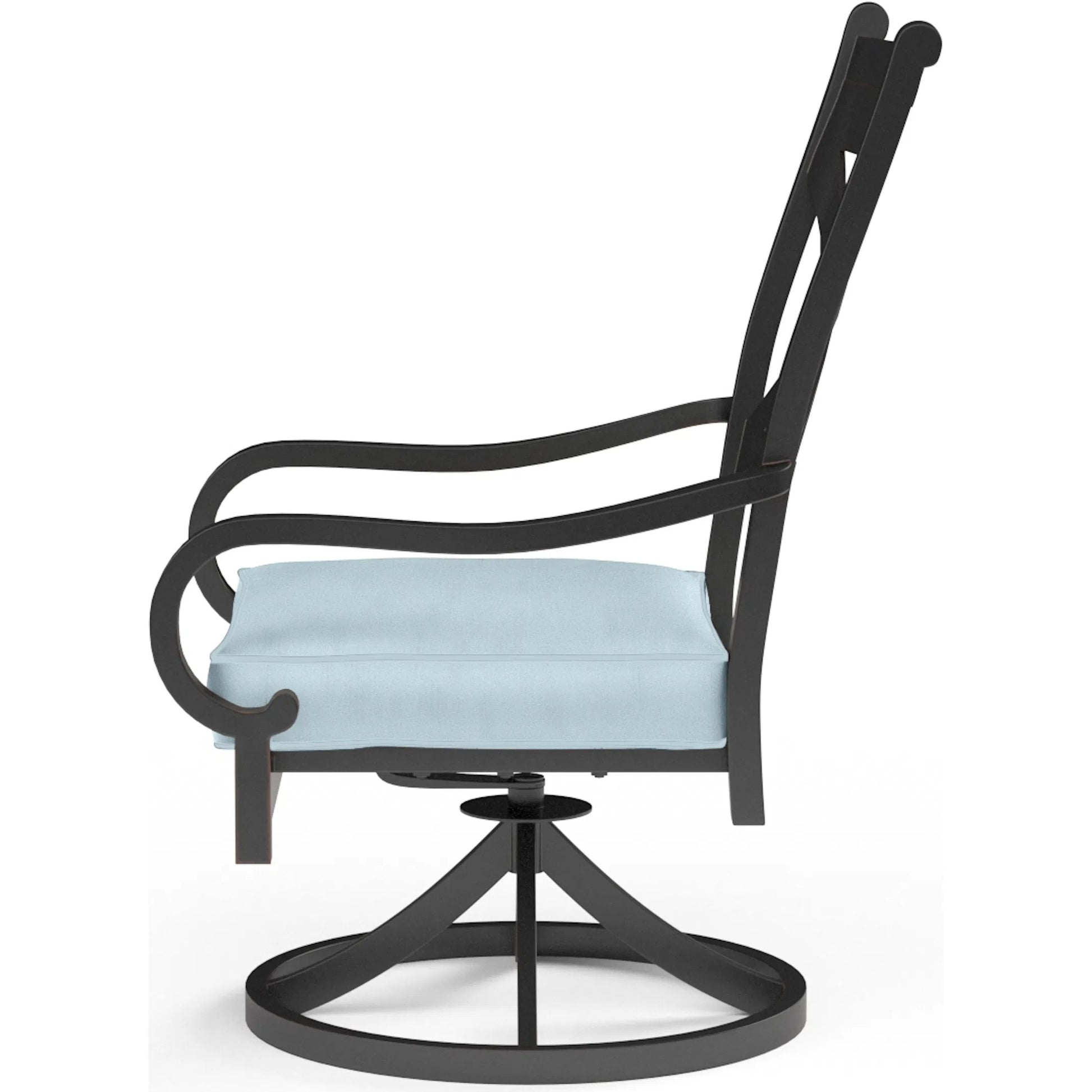 Monterey Outdoor Swivel Dining Chair by Sunset West in browns. Made from aluminum in a cottage & farmhouse style.