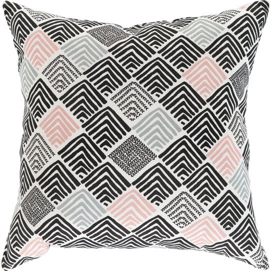 Zagora Pillow - 34015 by Surya in black, white, dusty coral. Made from front: 100% polyester, back: 100% polyester, fill: polyester, polyfill in a modern style.
