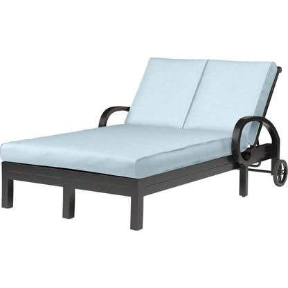 Monterey Outdoor Double Chaise by Sunset West in browns. Made from aluminum in a cottage & farmhouse style.
