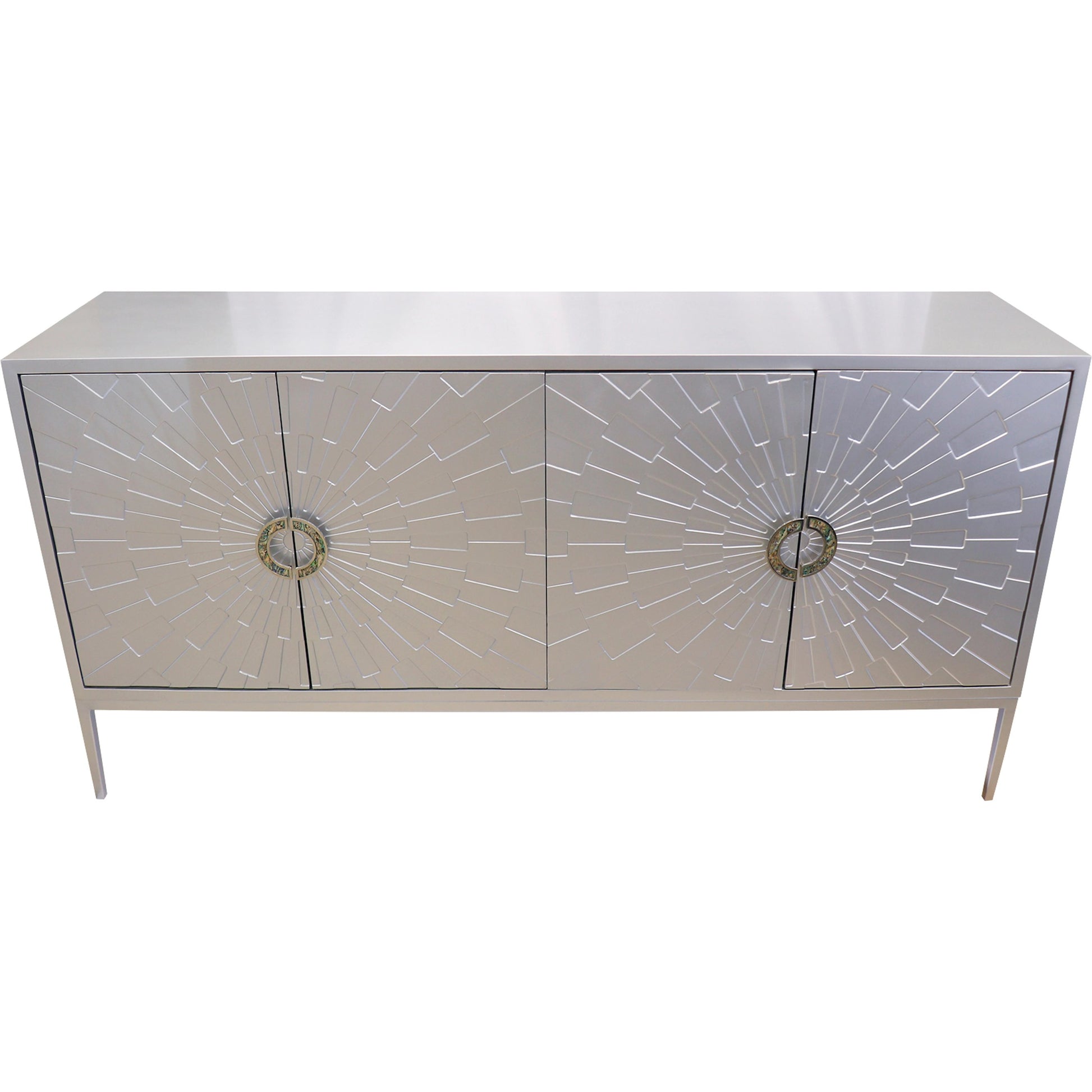 Luna Sideboard by Pasargad Home in silver and silver. Made from unique in a modern style.