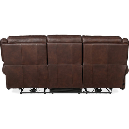 Oberon Zero Gravity Power Sofa by Hooker Furniture in caruso sand. Made from leather in a traditional style.