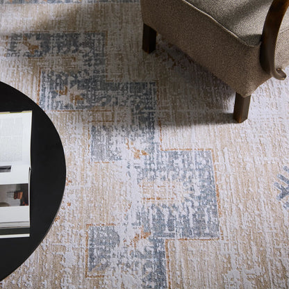 Zarif ZAR06 Rug by Jaipur Living in tan, beige, blue. Made from 70% polyester 30% polypropylene in a unique style.
