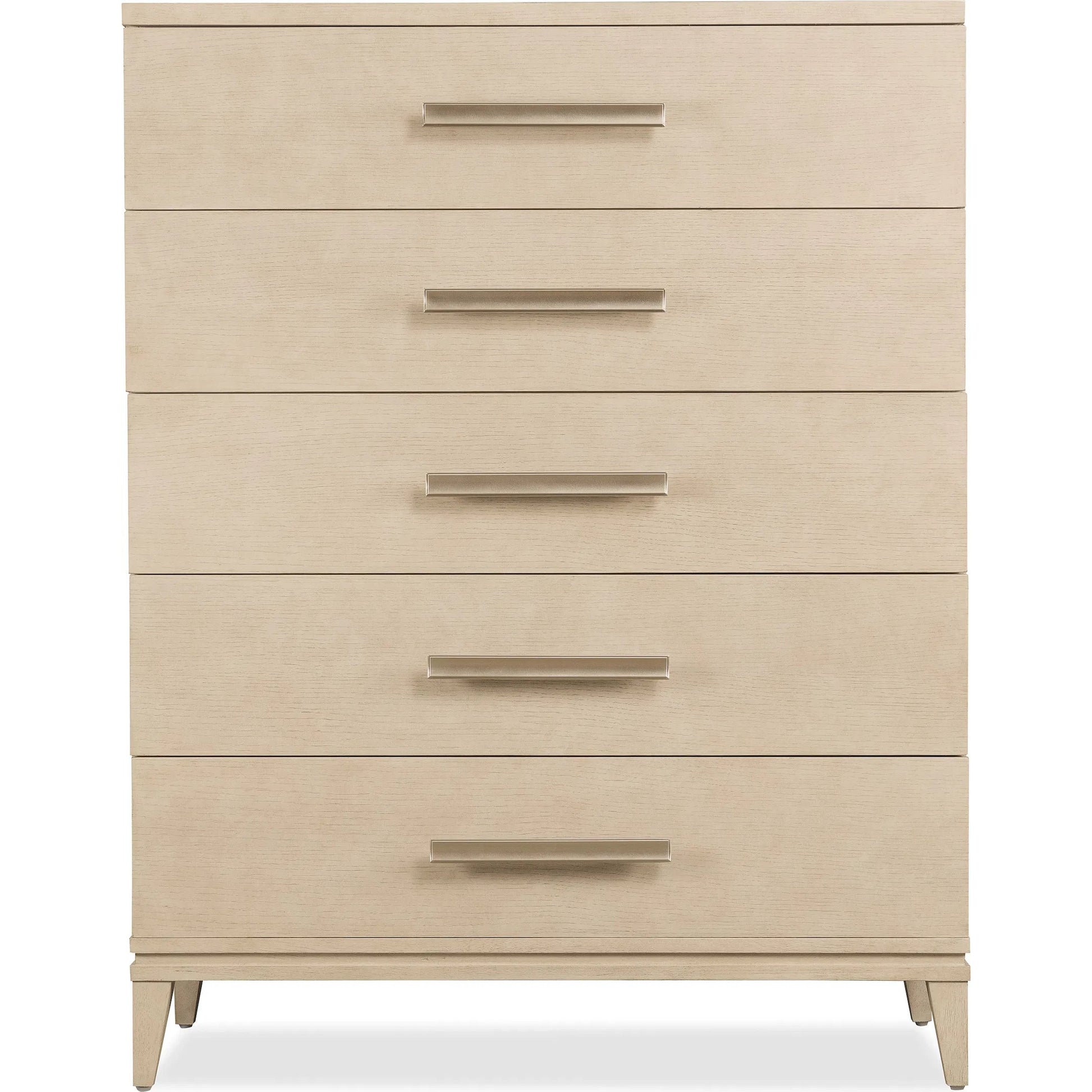 Westwood Five Drawer Chest by Hooker Furniture in light wood and polished limestone. Made from oak veneers in a transitional style.
