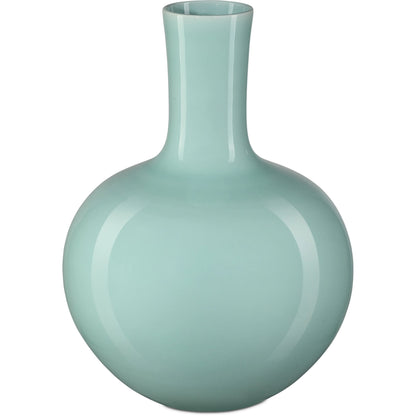 Celadon Green Straight Neck Vase by Currey and Company in celadon green. Made from porcelain in a modern style.