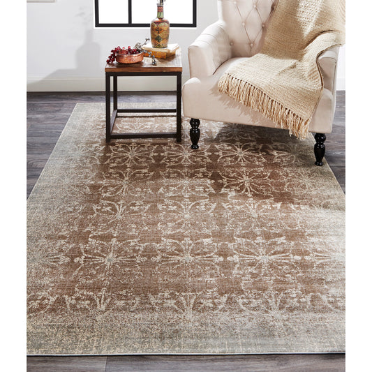 Fiona Transitional Geometric Rug - 3267F by Feizy in brown, ivory, gray. Made from viscose in a unique style.