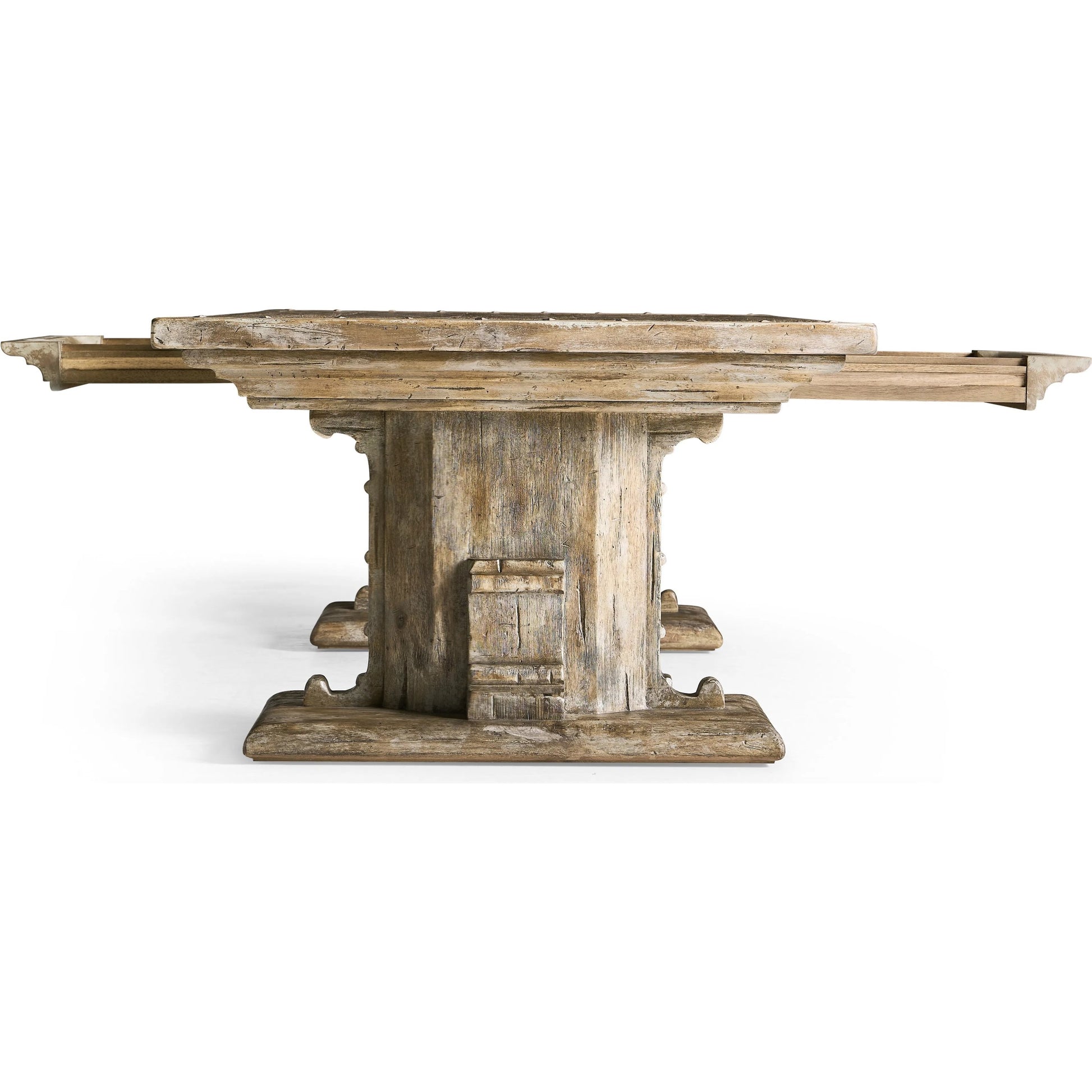 Caldera Pedestal-Base Cocktail Table by Jonathan Charles in light spain painted walnut. Made from main acacia veneer in a unique style.