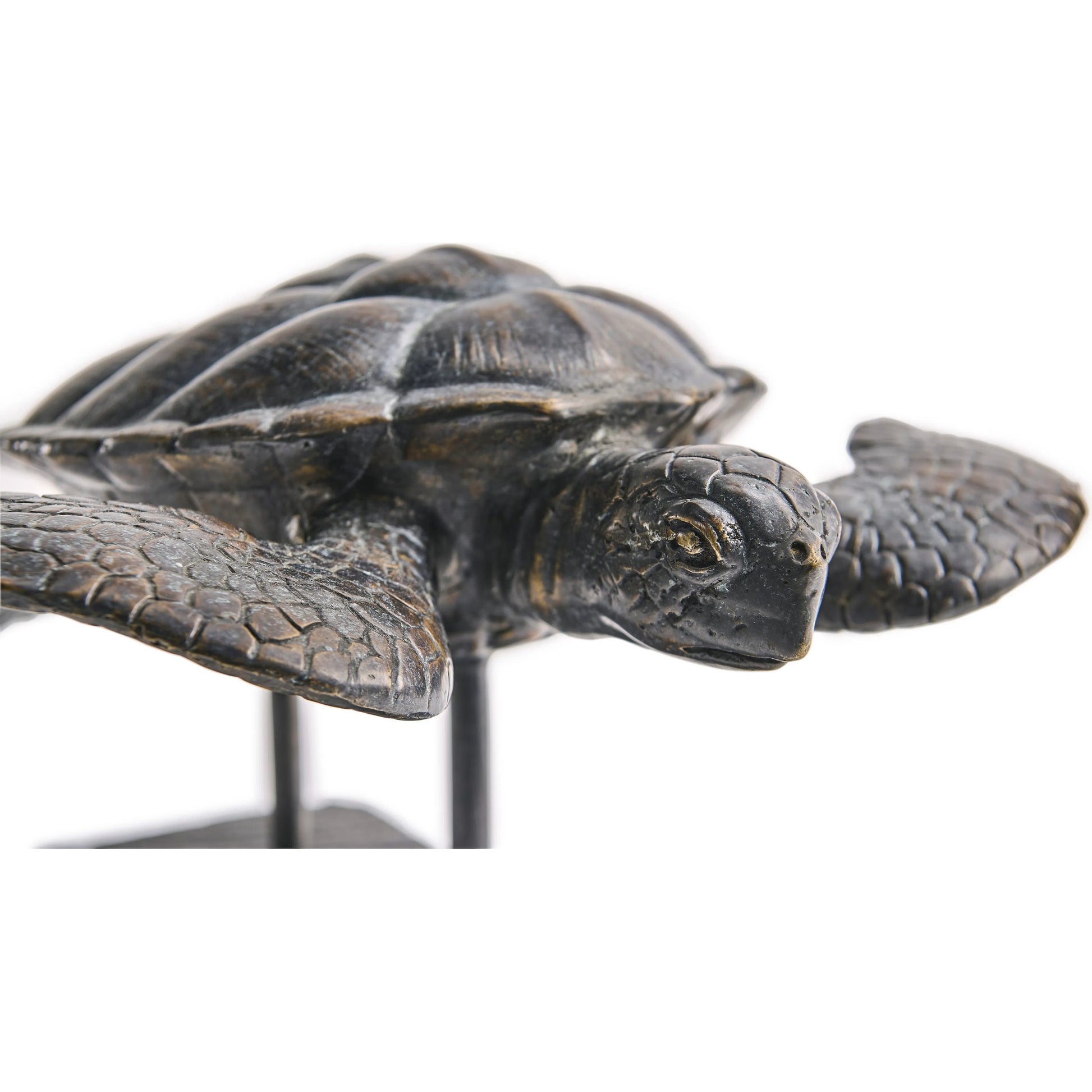 Sea Tortoise Bronze Statue with Marble Base by Jonathan Charles in dark rustic waxed bronze. Made from main brass in a unique style.