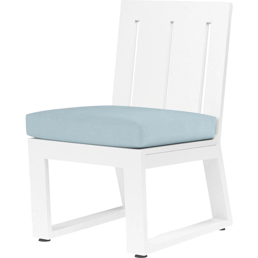 Newport Outdoor Armless Dining Chair by Sunset West in whites/creams/beiges. Made from aluminum in a modern style.