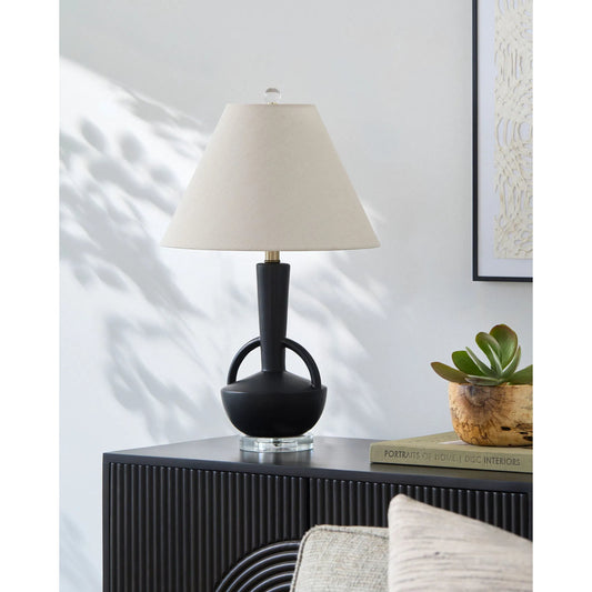 Zenbow Accent Table Lamp by Livabliss in glazed, translucent. Made from ceramic, crystal, linen, polyester in a unique style.