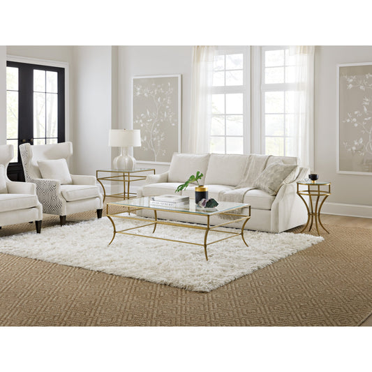 Laureng Martini Table by Hooker Furniture in gold. Made from hammered iron with tempered glass in a modern style.