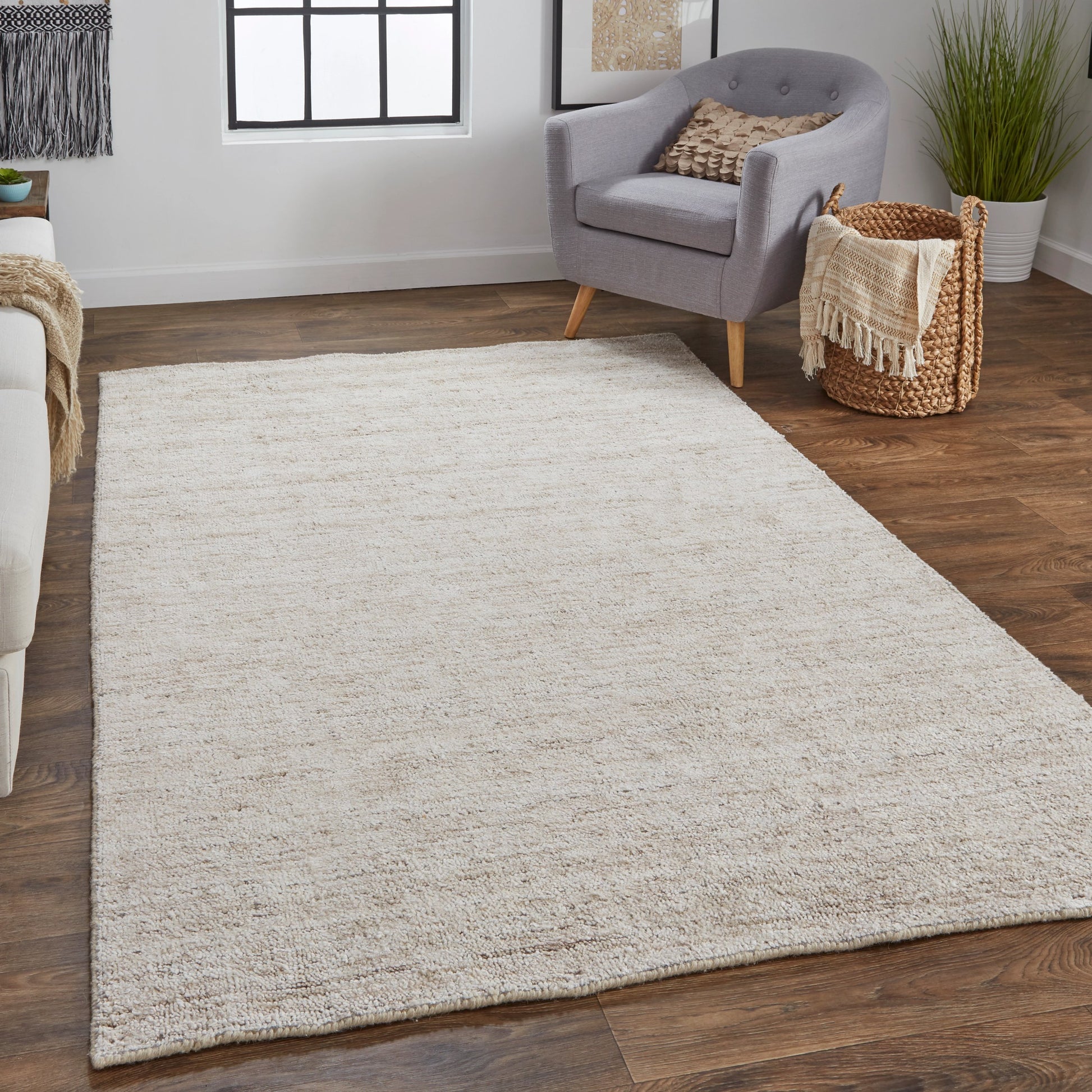 Delino Transitional Solid Rug - 6701F by Feizy in taupe. Made from viscose, wool in a unique style.