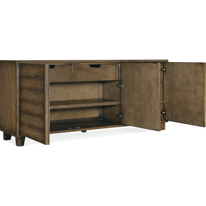 Sundance Buffet by Hooker Furniture in cliffside. Made from quartered pine, maple veneers, solid-wood edge top in a transitional style.