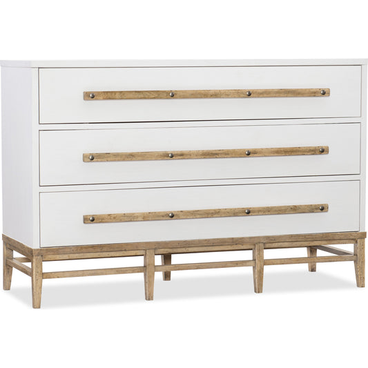 Urban Elevation Bachelors Chest by Hooker Furniture in white, light maple. Made from maple, white oak, cedar veneers, solid-wood edge top in a transitional style.