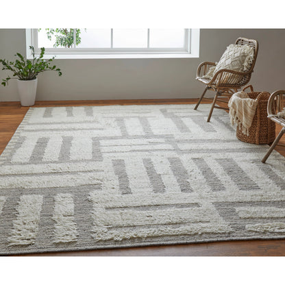 Ashby Transitional Geometric Rug - 8909F by Feizy in gray, ivory. Made from wool in a unique style.