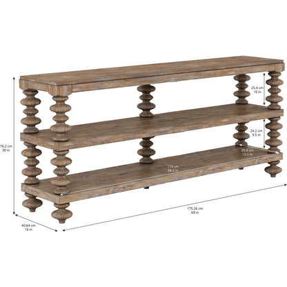 Architrave Console Table by A.R.T. Furniture in almond. Made from pine solids and veneer in a traditional style.