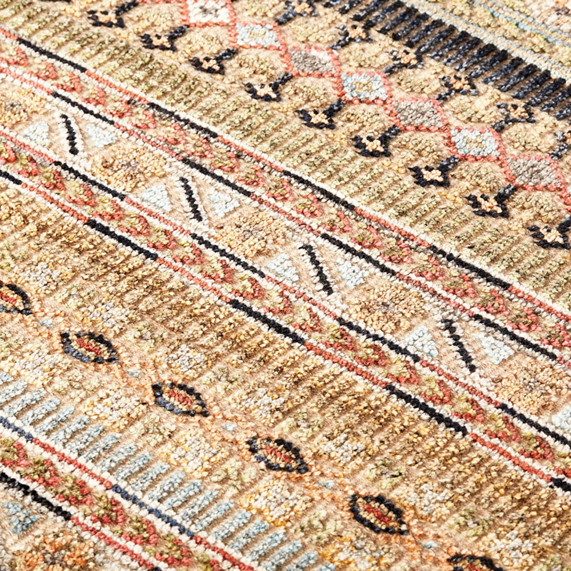 Payton Transitional Stripes Rug - 6498F by Feizy in tan, orange, blue. Made from viscose, wool in a unique style.