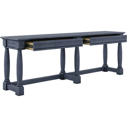 Alcove Console Table by A.R.T. Furniture in slate blue. Made from acacia solids, maple veneers in a transitional style.