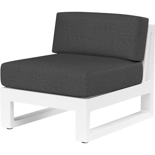 Newport Outdoor Armless Club Chair by Sunset West in whites/creams/beiges. Made from aluminum in a modern style.