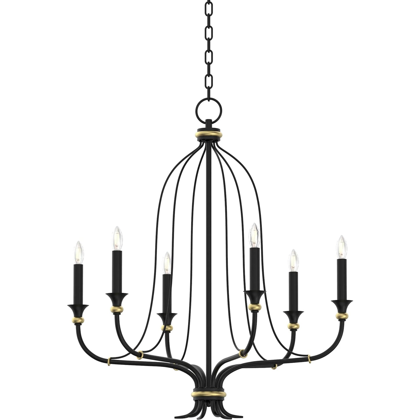 000 SI-2633390 | Primary Silo | Celine Chandelier by Zentique in distressed black, gold and black. Made from iron in a unique style.
