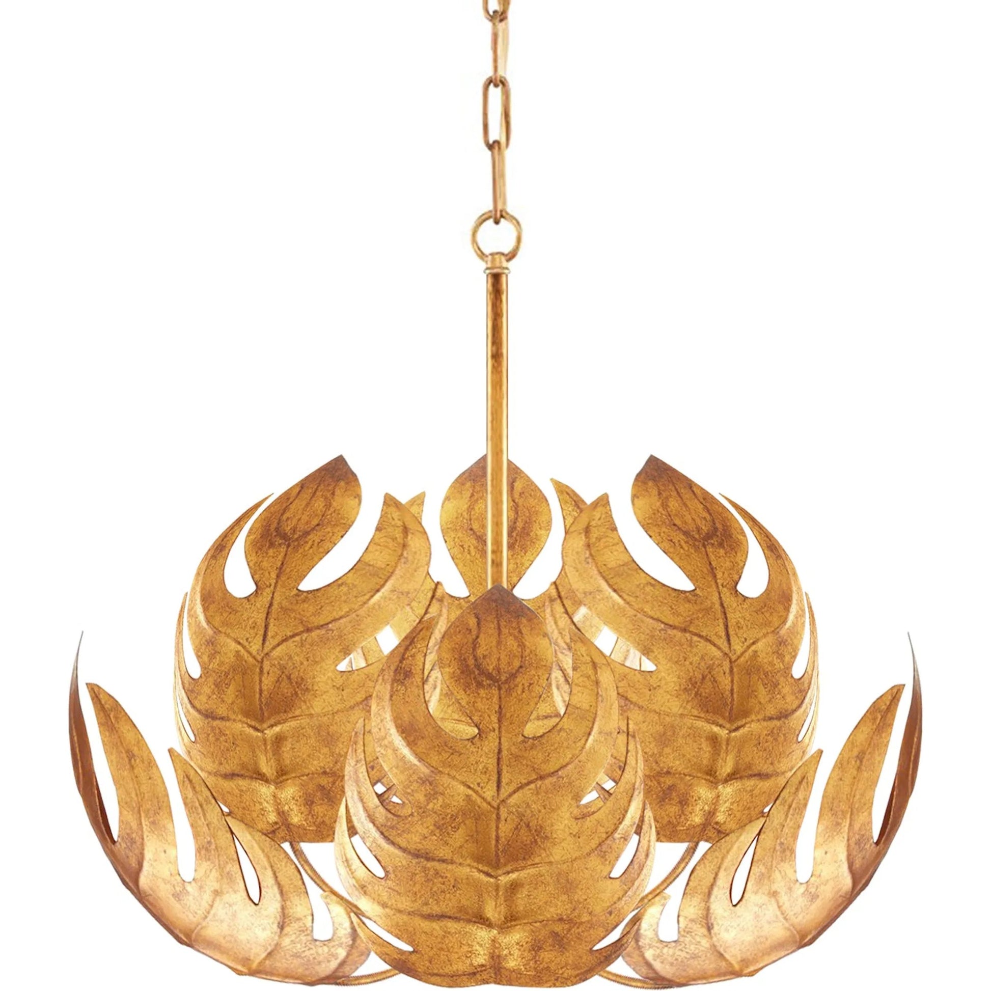 Autumn Chandelier by Zentique in gold and gold. Made from iron in a unique style.