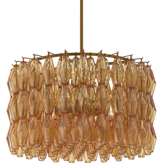 Amber Chandelier by Zentique in distressed gold and gold. Made from iron in a unique style.