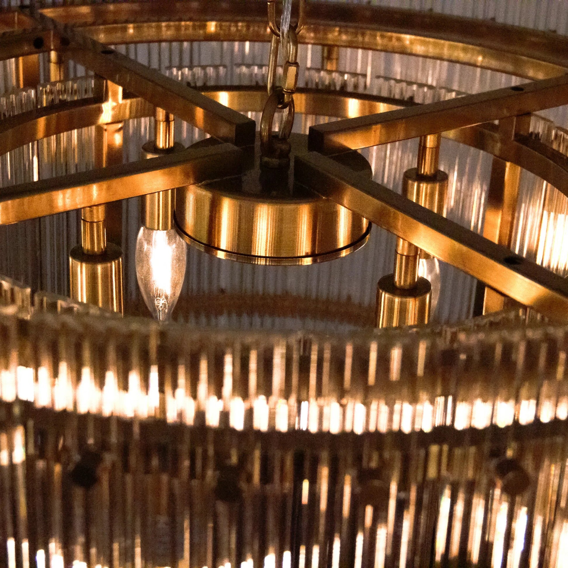 Cordelia Crystal Drum Chandelier by Zentique in gold. Made from iron, glass in a modern style.