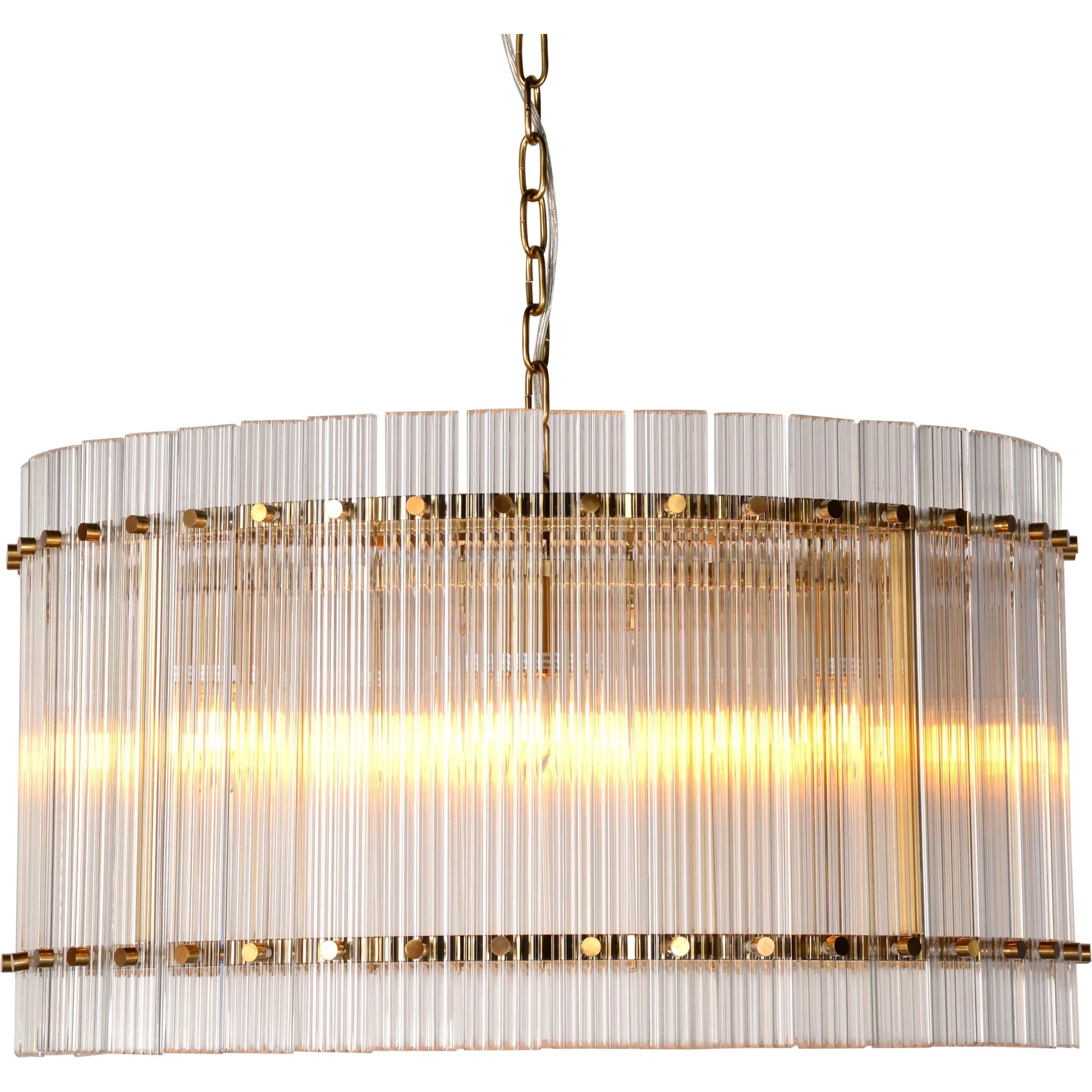 Cordelia Crystal Drum Chandelier by Zentique in gold. Made from iron, glass in a modern style.