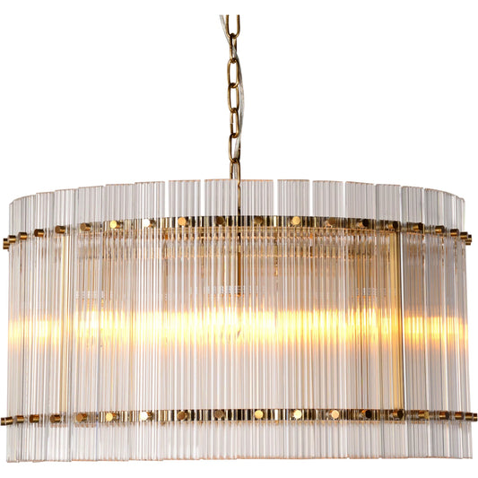 Cordelia Crystal Drum Chandelier by Zentique in gold. Made from iron, glass in a unique style.
