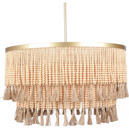 Eleanor Chandelier by Zentique in gold and gold. Made from iron, wooden beads in a unique style.