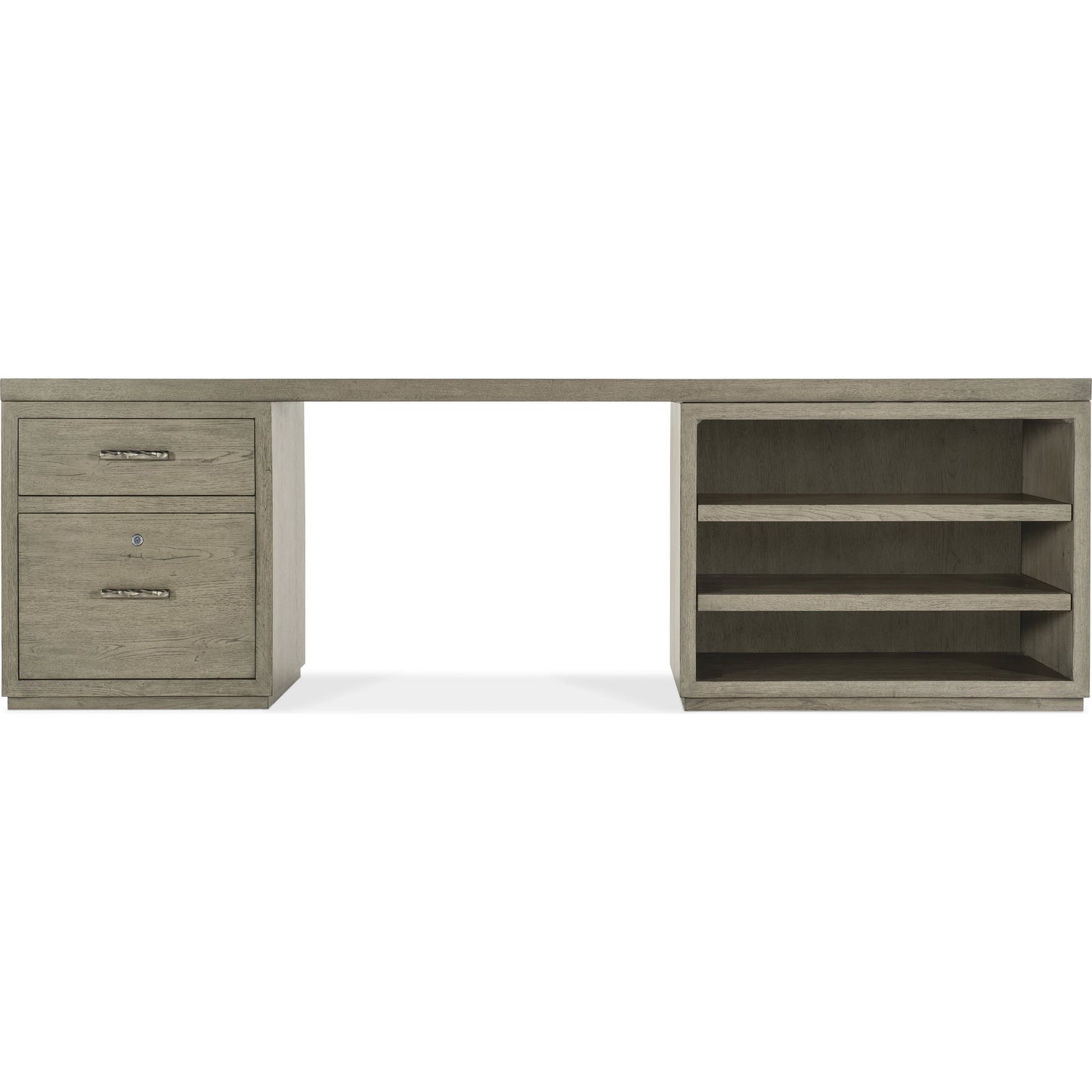 003 SI-1900767 | Additional Silo | Linville Falls Desk - 96" Top-Small File and Open by Hooker Furniture in mink. Made from oak veneers in a modern style.