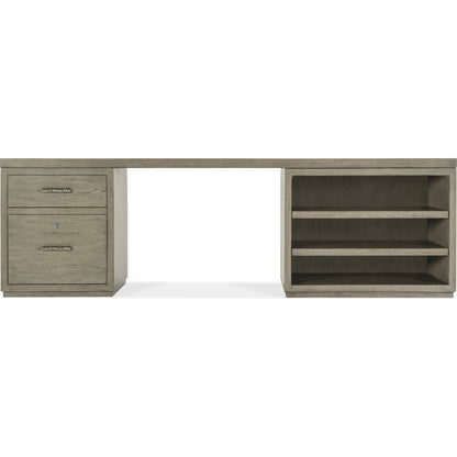 Linville Falls Desk - 96" Top-Small File and Open by Hooker Furniture in mink. Made from oak veneers in a modern style.