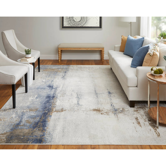 Clio Rug - 39LXF by Feizy in ivory, blue, brown. Made from polypropylene, polyester in a unique style.