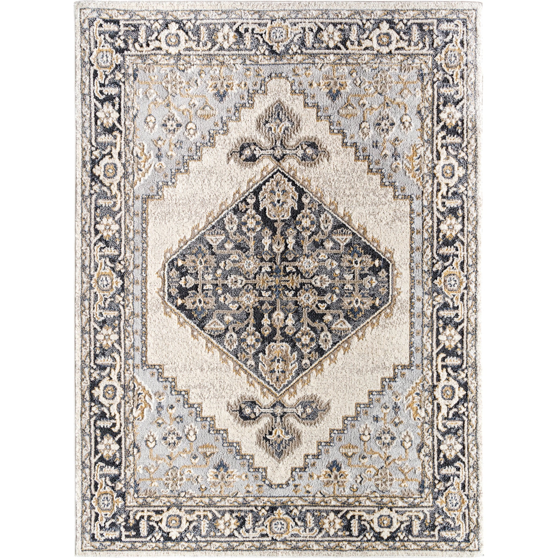 Zidane Rug - 494498 by Livabliss in white, gray, black, medium brown, light beige, dark brown. Made from face: 100% polyester, warp: 100% polypropylene in a unique style.