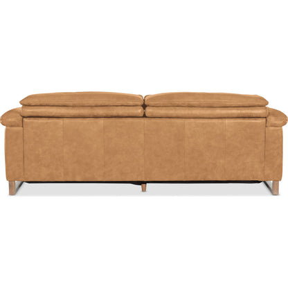 Jericho Power Sofa with Power Headrest by Hooker Furniture in dark wood. Made from leather in a traditional style.