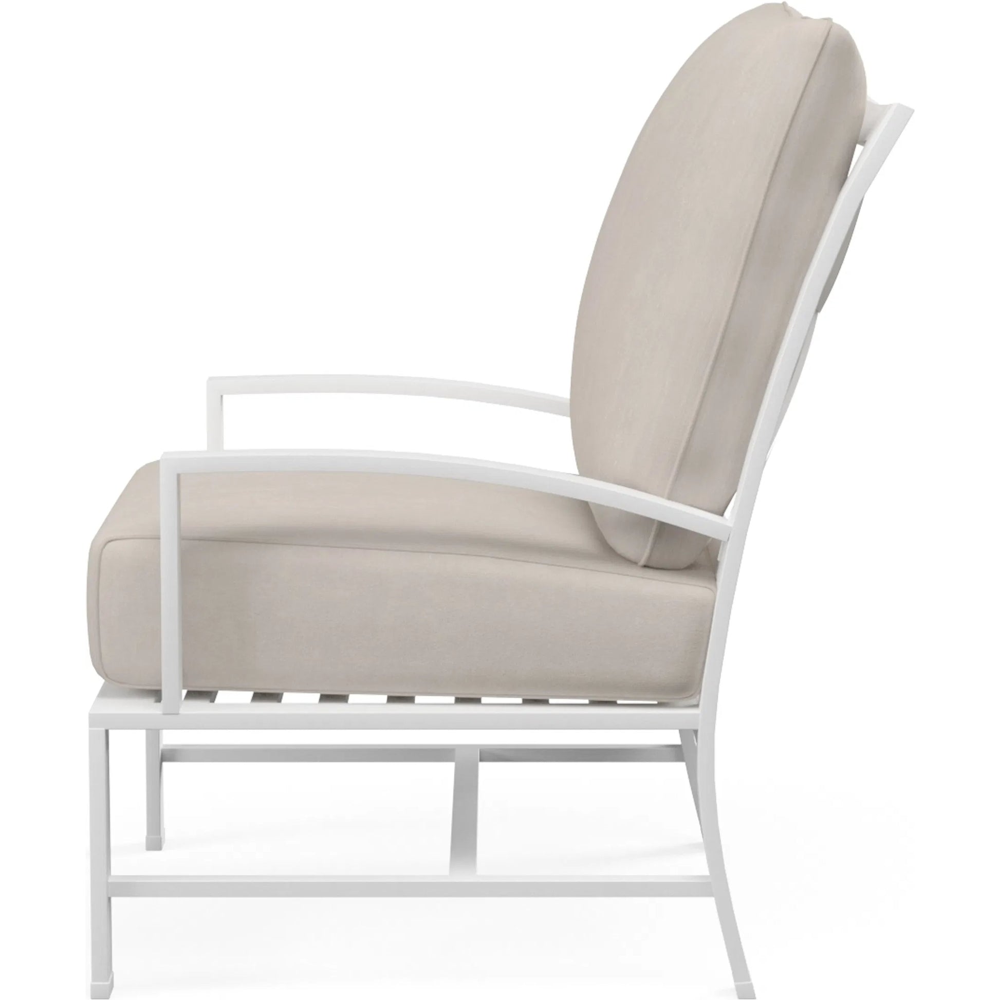 Bristol Outdoor Club Chair Canvas Flax in Canvas Flax w/ Self Welt by Sunset West in white. Made from aluminum in a modern style.
