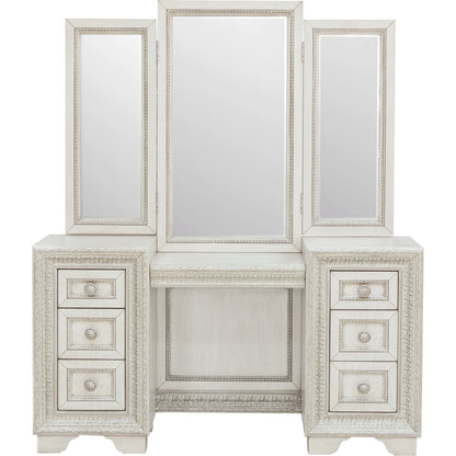Camila Vanity Mirror by Pulaski Furniture in semi-transparent creamy white. Made from ash veneers in a modern style.