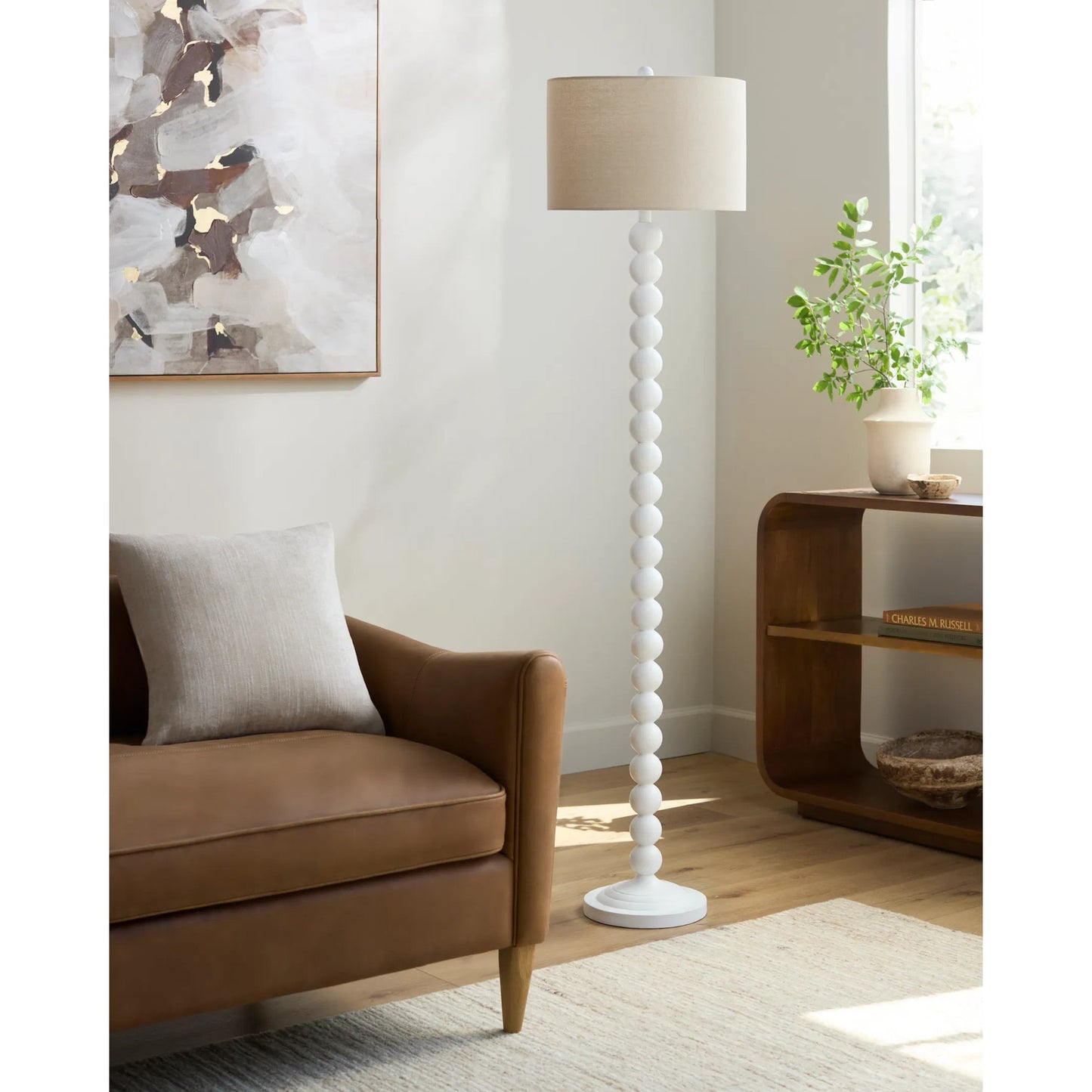 003 SI-2165566 | Lifestyle | Zelda Accent Floor Lamp - 535897 by Surya in translucent, white, metallic brass, beige and paintedpaintedpainted. Made from resin, linen in a transitional style.