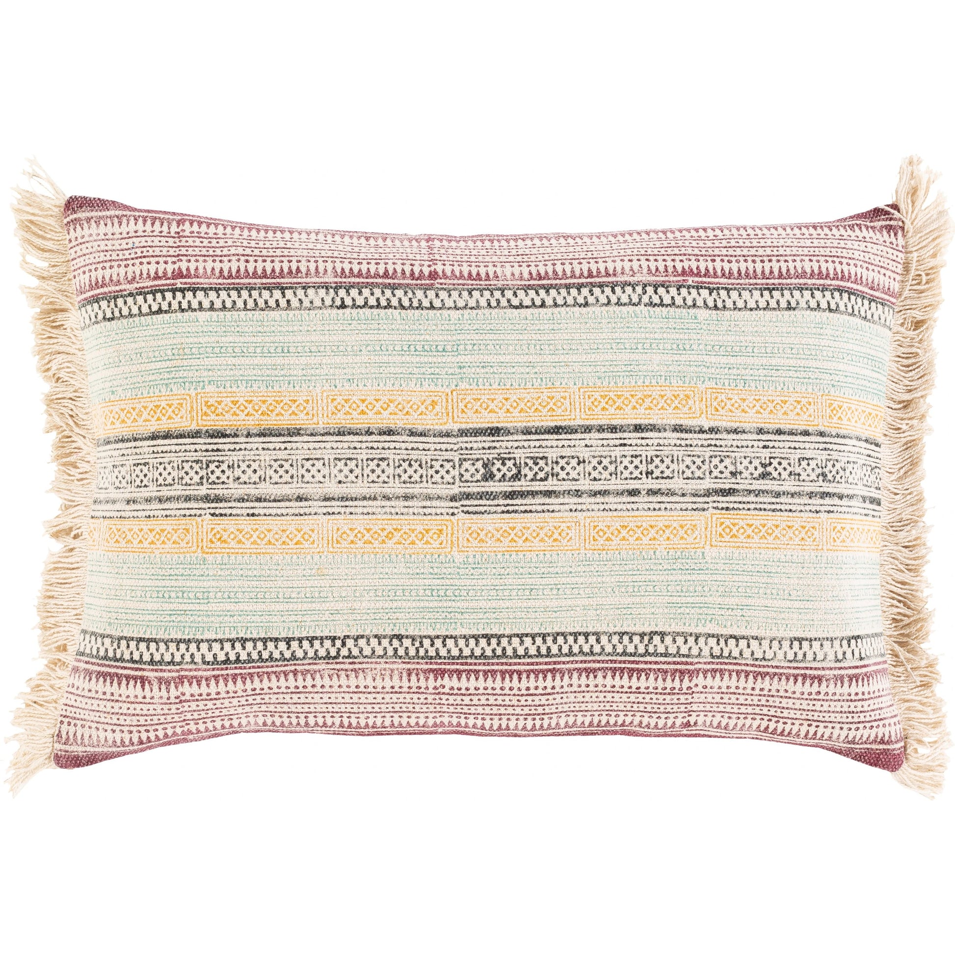 Zendaya Pillow - 31521 by Surya in burgundy, aqua, mustard. Made from 100% cotton in a eclectic & global style.