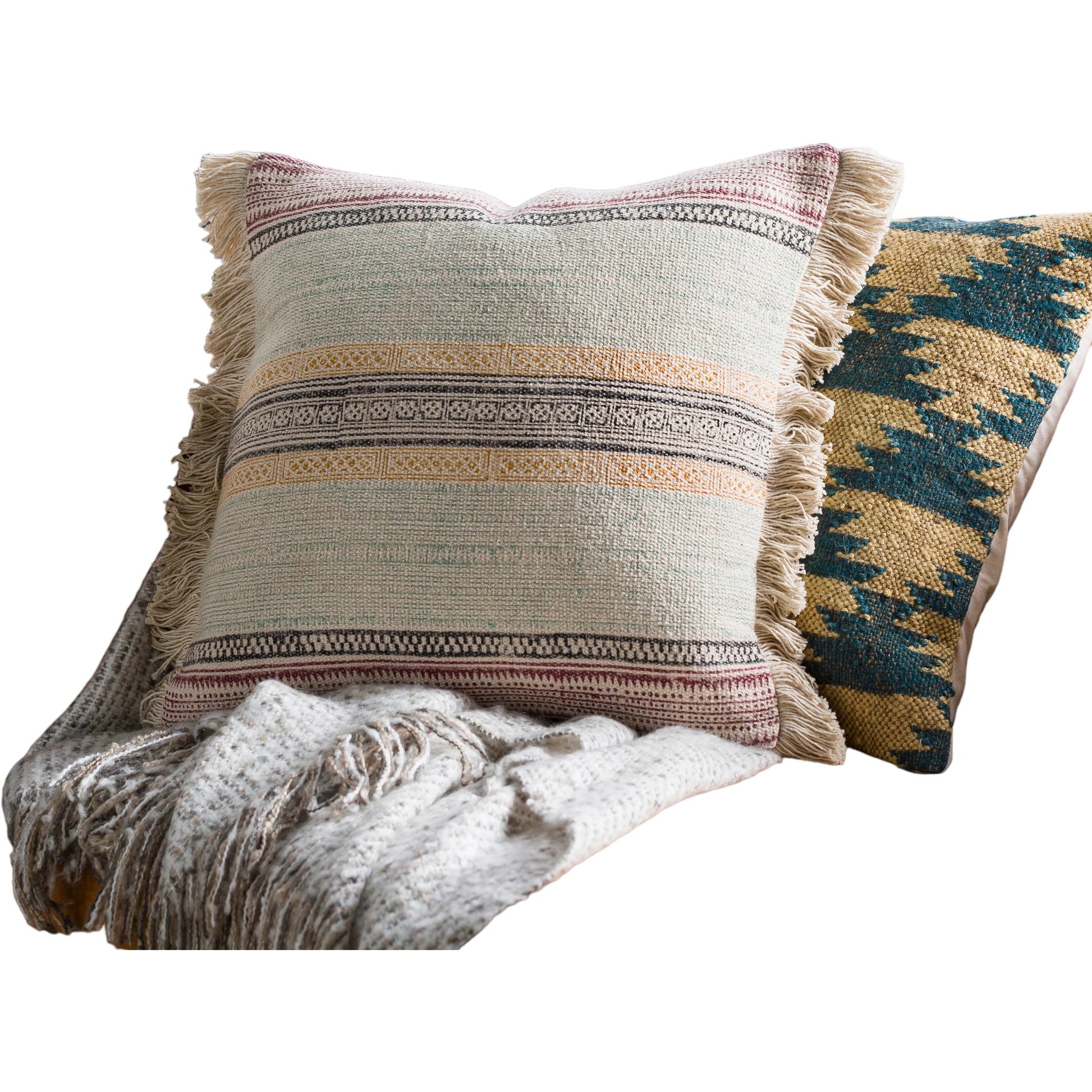 Zendaya Pillow - 31521 by Surya in burgundy, aqua, mustard. Made from 100% cotton in a eclectic & global style.