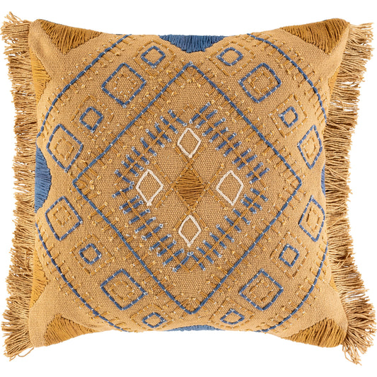 Zendaya Pillow - 10767 by Surya in tan, black, dark blue. Made from 100% cotton in a eclectic & global style.