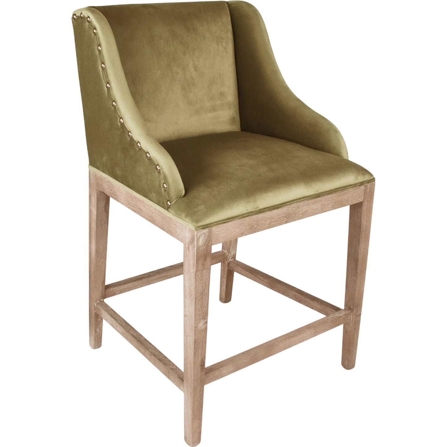 000 SI-2633399 | Primary Silo | Connor Counter Stool by Zentique in limed grey oak and grey. Made from limed grey oak, green velvet in a unique style.