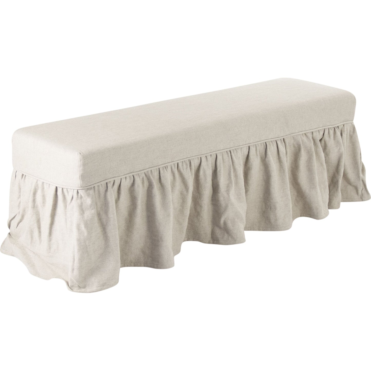 000 S-337095 | Primary Silo | Elena Bench by Zentique. Made from recycled wood; linen/cotton blend slipcover in a traditional style.