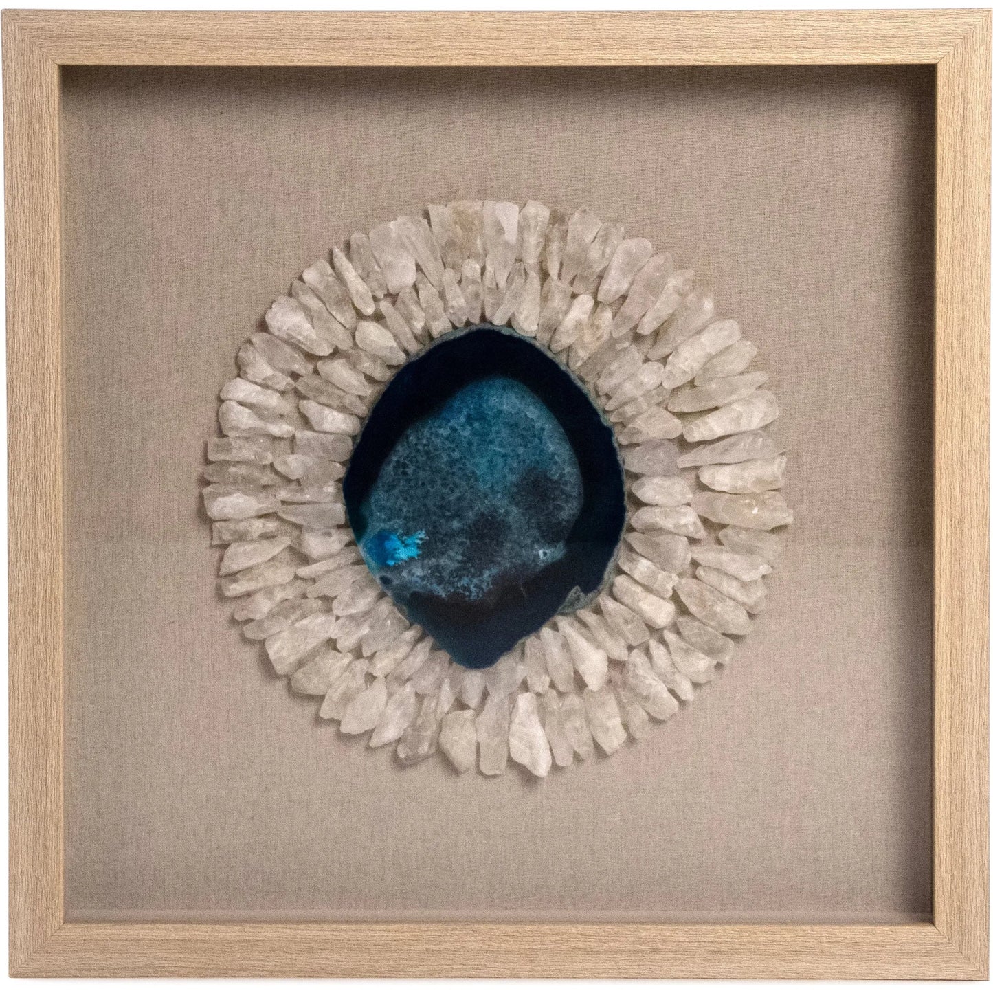000 SI-2633400 | Primary Silo | Agate Blue Stone Wall Art by Zentique in blue geode and blue. Made from blue geode, linen, wood, mdf in a unique style.