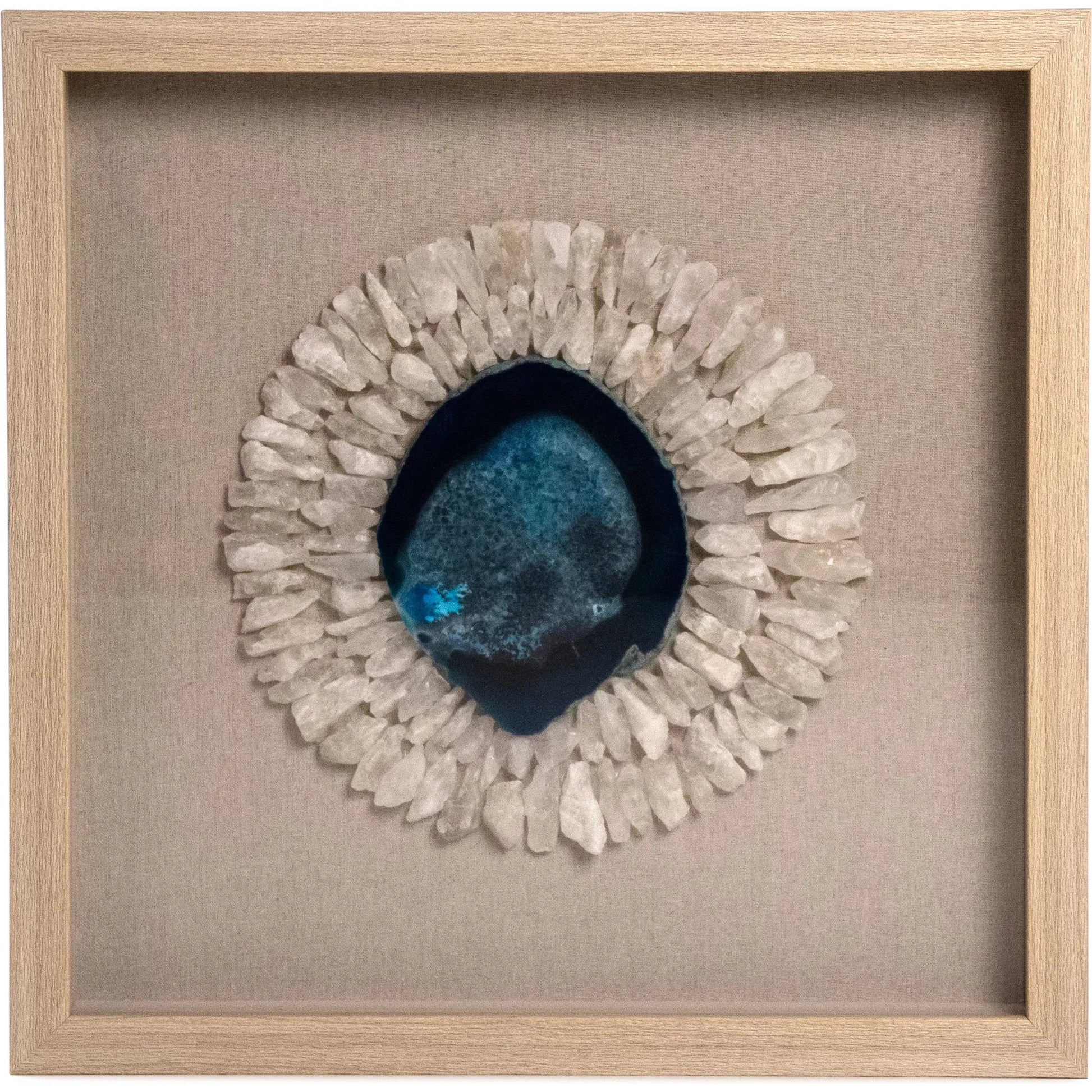 Agate Blue Stone Wall Art by Zentique in blue geode and blue. Made from blue geode, linen, wood, mdf in a unique style.