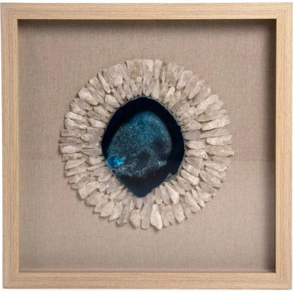 Agate Blue Stone Wall Art by Zentique in blue geode and blue. Made from blue geode, linen, wood, mdf in a unique style.