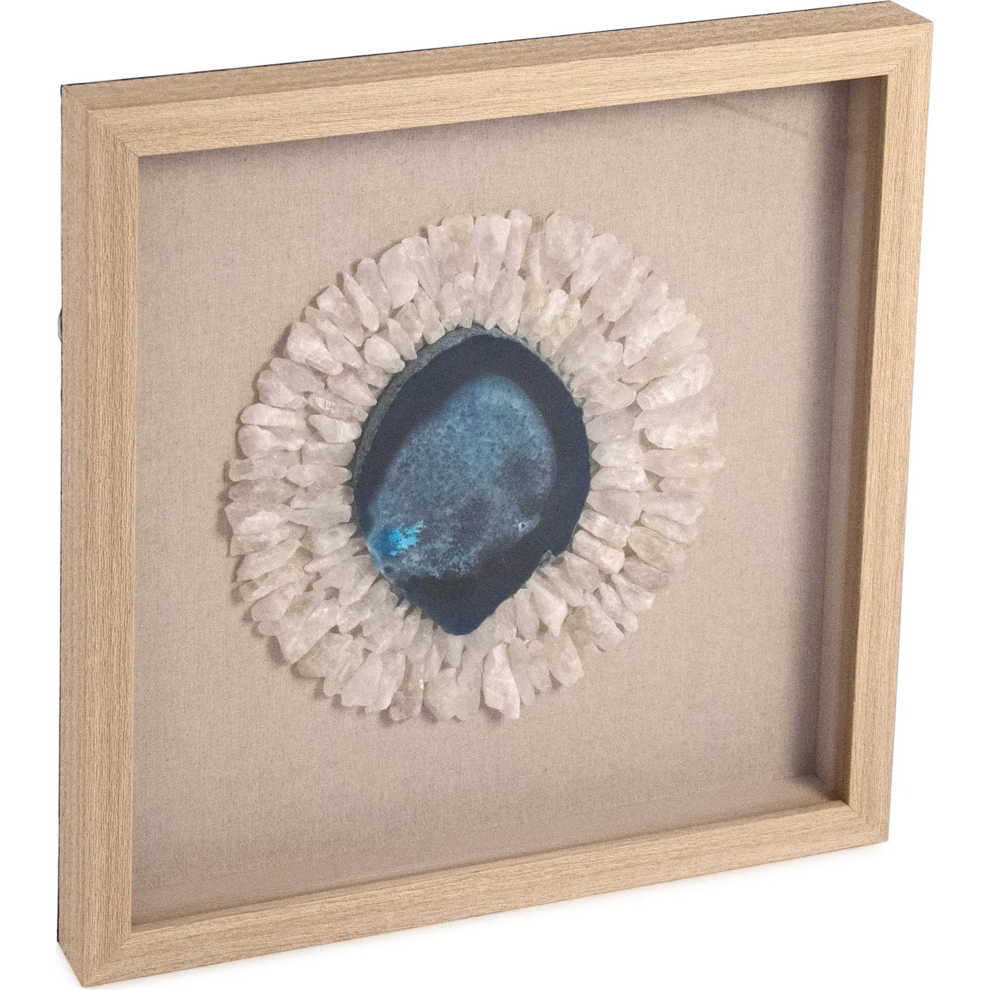 Agate Blue Stone Wall Art by Zentique in blue geode and blue. Made from blue geode, linen, wood, mdf in a unique style.