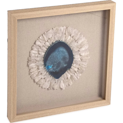 Agate Blue Stone Wall Art by Zentique in blue geode and blue. Made from blue geode, linen, wood, mdf in a unique style.