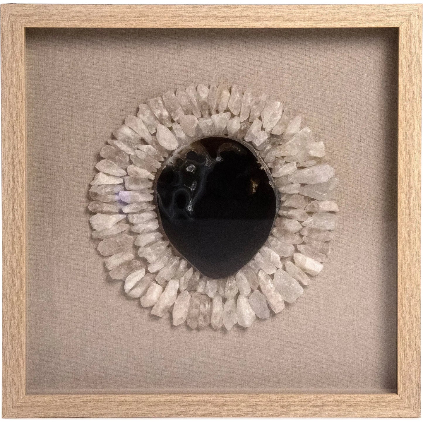000 SI-2633401 | Primary Silo | Agate Neutral Stone Wall Art by Zentique in natural stone and brown. Made from natural geode, linen, wood, mdf in a unique style.