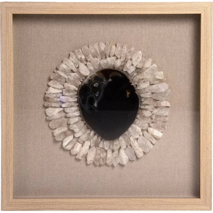 Agate Neutral Stone Wall Art by Zentique in natural stone and brown. Made from natural geode, linen, wood, mdf in a unique style.